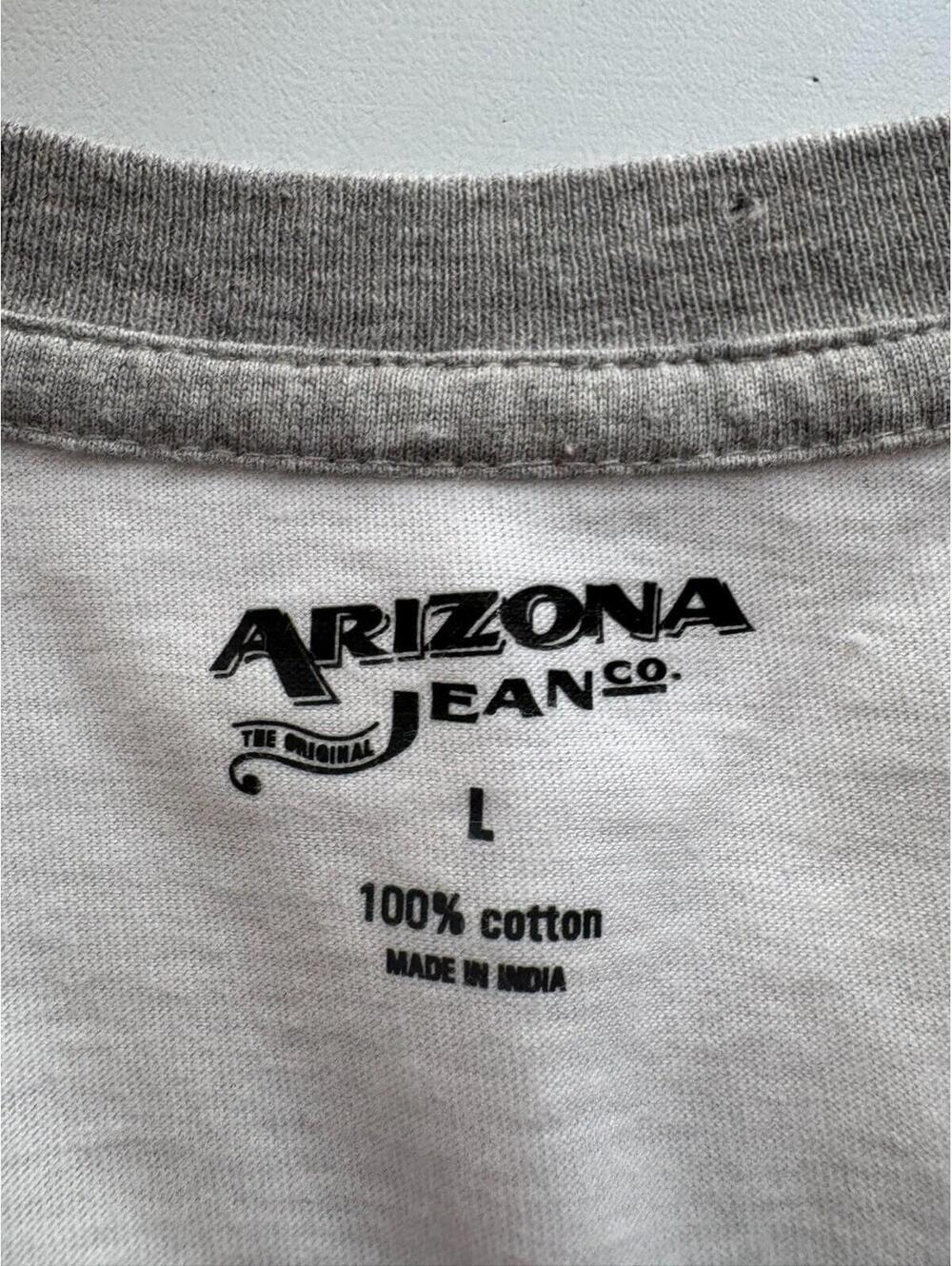 Arizona Jeans Co Mens T-Shirt Henley Large Stars Stripes Sleeve Cotton Patriotic - Picture 3 of 5